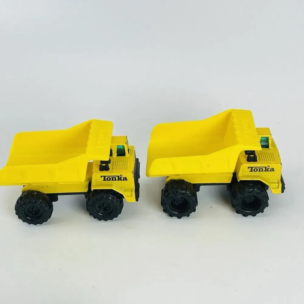Lot of 3 Vtg Tonka Construction Vehicles 1992 Yellow Dump Trucks & Orange Load